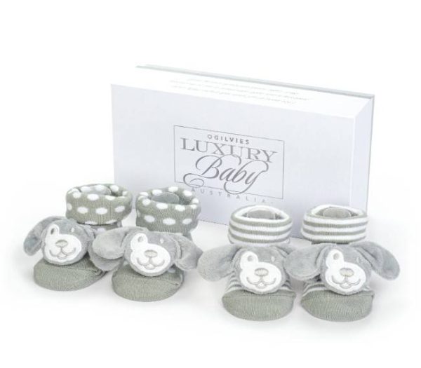 Luxury Baby - Puppy Baby Socks with non-slip sole - Grey