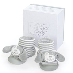 Luxury Baby - Puppy Boot Socks with rubber soles - Grey