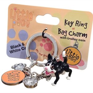 Little Paws - Black & White Cat Key Ring