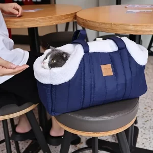 stylish padded pet carrier, Lightweight for cats and dogs with snap closure and fleece lining