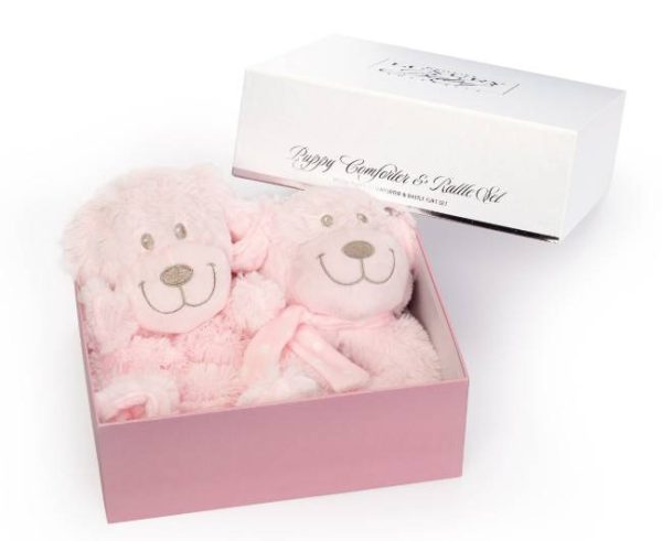 Puppy Comforter & Rattle Gift Set - Baby blue - Image 3
